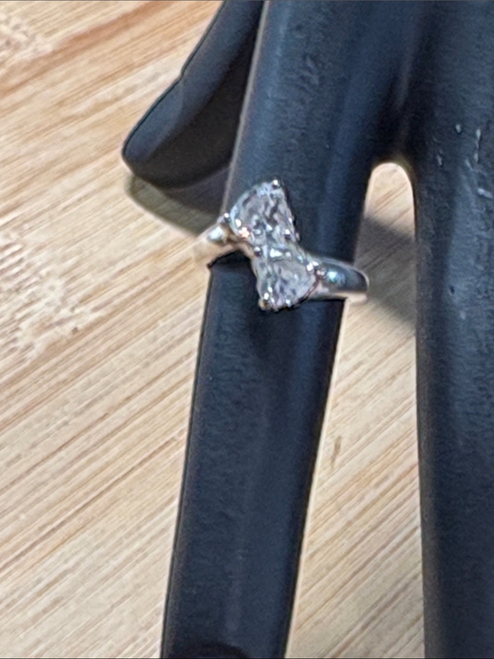 Vintage Diamonique Sterling Silver Ring / DQ 925 / Cubic Zirconia/ Size 4